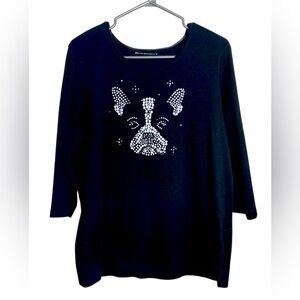 Pug Dog Mom or Dog Lover  Deep Black T Shirt w 3/4 Sleeves